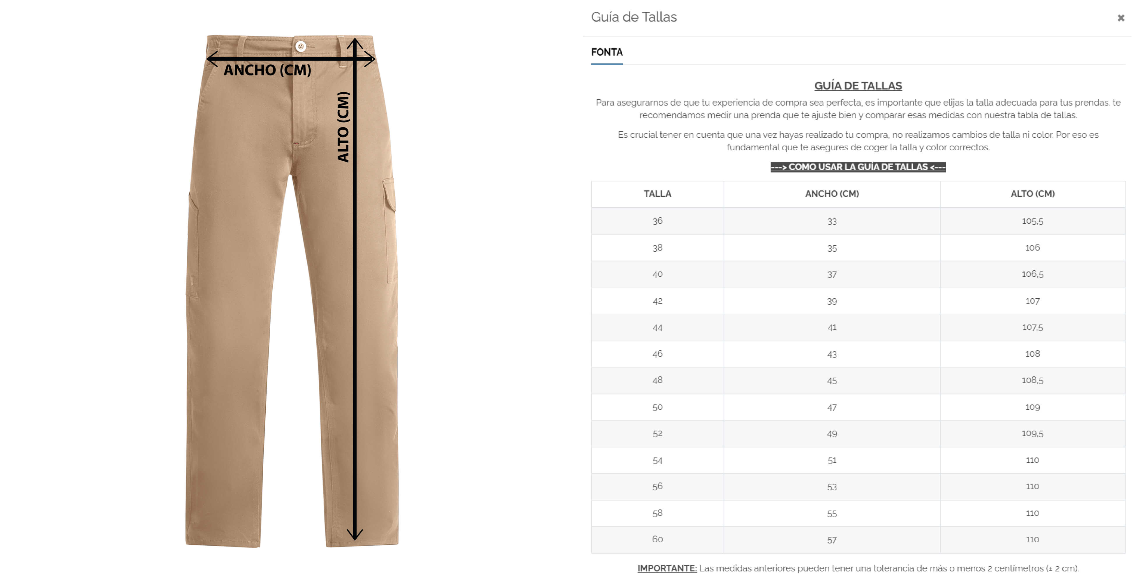 Como Usar la Guía de Tallas | Toleshop