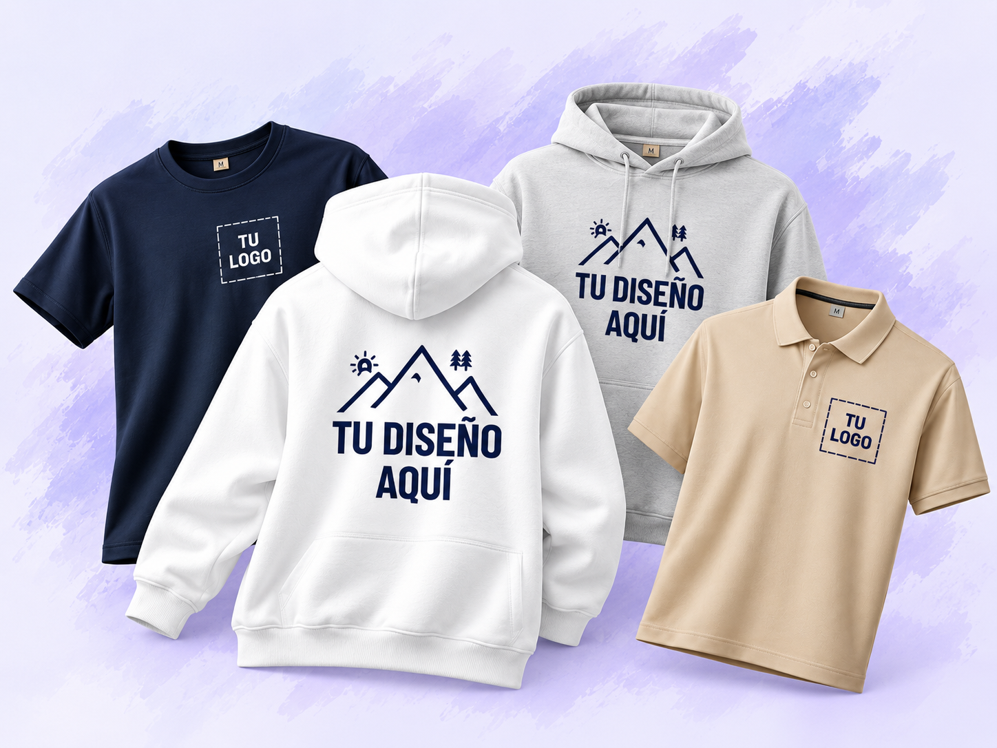 Ejemplo de camisetas polos y sudaderas en presupuesto de ropa personalizada