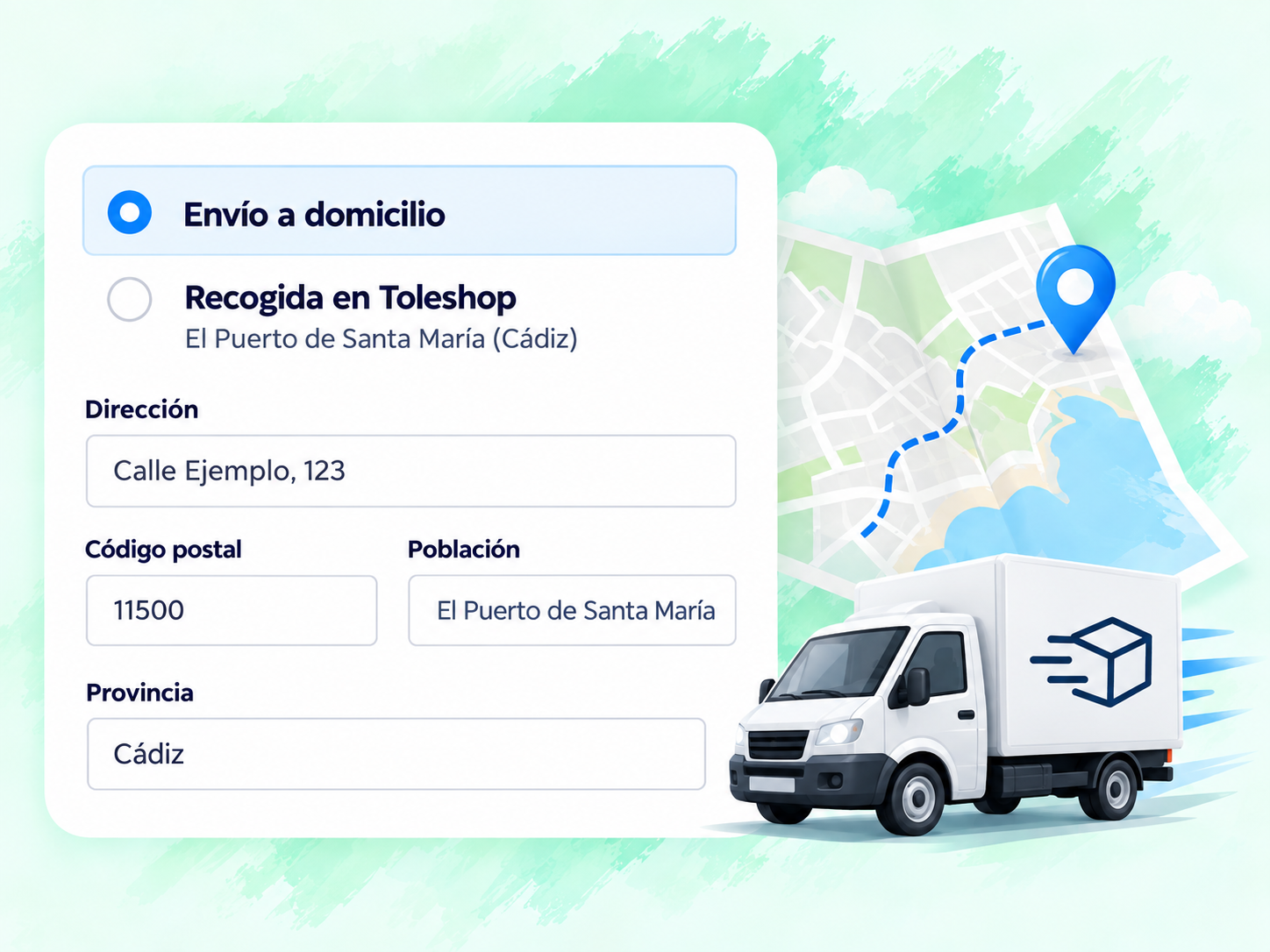 Datos de entrega y recogida para calcular los gastos de envío del presupuesto